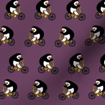 Penguins on bikes - aubergine