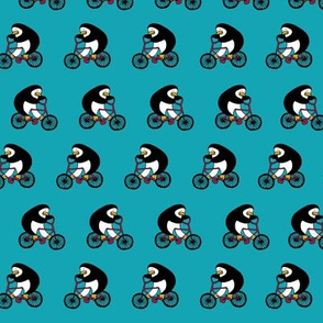 Penguins on bikes - Teal