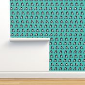 Penguins on bikes - turquoise