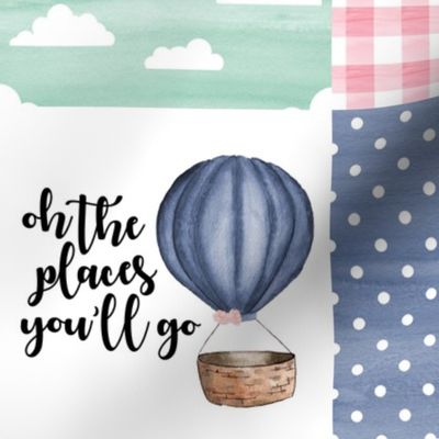 Hot Air Balloon//Oh the places you'll go - Wholecloth Cheater Quilt