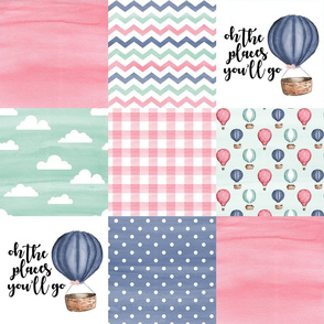 Hot Air Balloon//Oh the places you'll go - Wholecloth Cheater Quilt