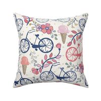 Biking for Ice Cream- Dot- Blue, Pink, Blush