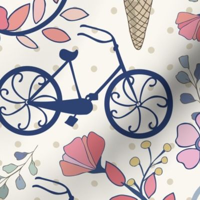 Biking for Ice Cream- Dot- Blue, Pink, Blush