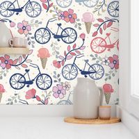 Biking for Ice Cream- Dot- Blue, Pink, Blush