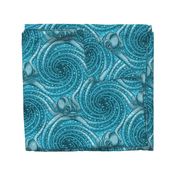 ★ KRAKEN ' ROLL ★ Monochrome Teal Blue - Jumbo Scale / Collection : Kraken ' Roll – Steampunk Octopus Print