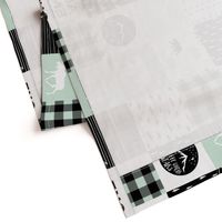 Happy camper patchwork wholecloth - woodland mint,grey, and black (90)