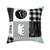 Happy camper patchwork wholecloth - woodland mint,grey, and black (90)