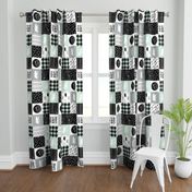 Happy camper patchwork wholecloth - woodland mint,grey, and black (90)