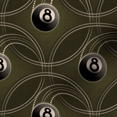 ★ MAGIC EIGHT BALL ★ Olive Green - Large Scale / Collection : 8 Balls - Billiard & Rock 'n' Roll Old School Tattoo Print
