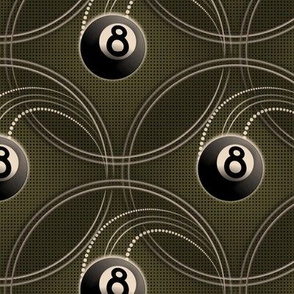 ★ MAGIC EIGHT BALL ★ Olive Green - Large Scale / Collection : 8 Balls - Billiard & Rock 'n' Roll Old School Tattoo Print