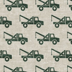 tow trucks - green on beige W