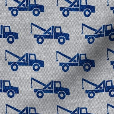 tow trucks - blue on grey W