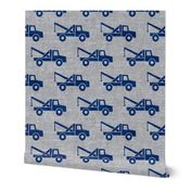 tow trucks - blue on grey W