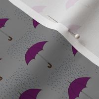 Umbrellas and Raindrops-Purple 1.5 inches