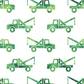 tow trucks - watercolor green