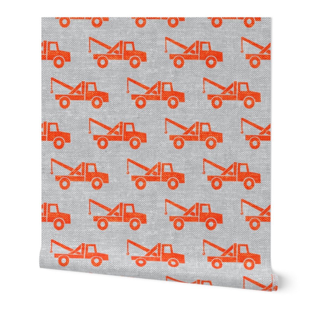 tow trucks - orange on grey W