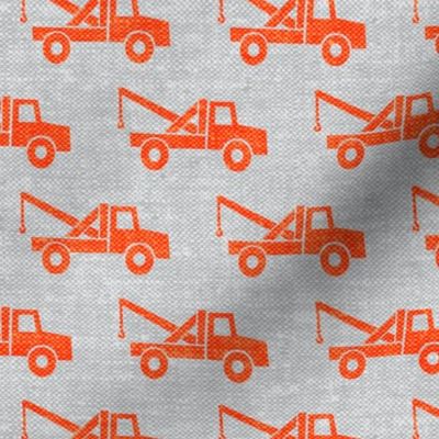 tow trucks - orange on grey W