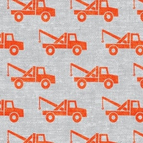tow trucks - orange on grey W