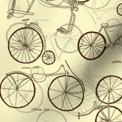 Vintage Bicycles Sepia Sketches