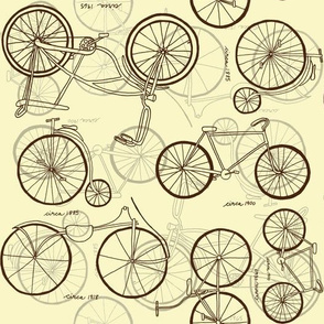 Vintage Bicycles Sepia Sketches