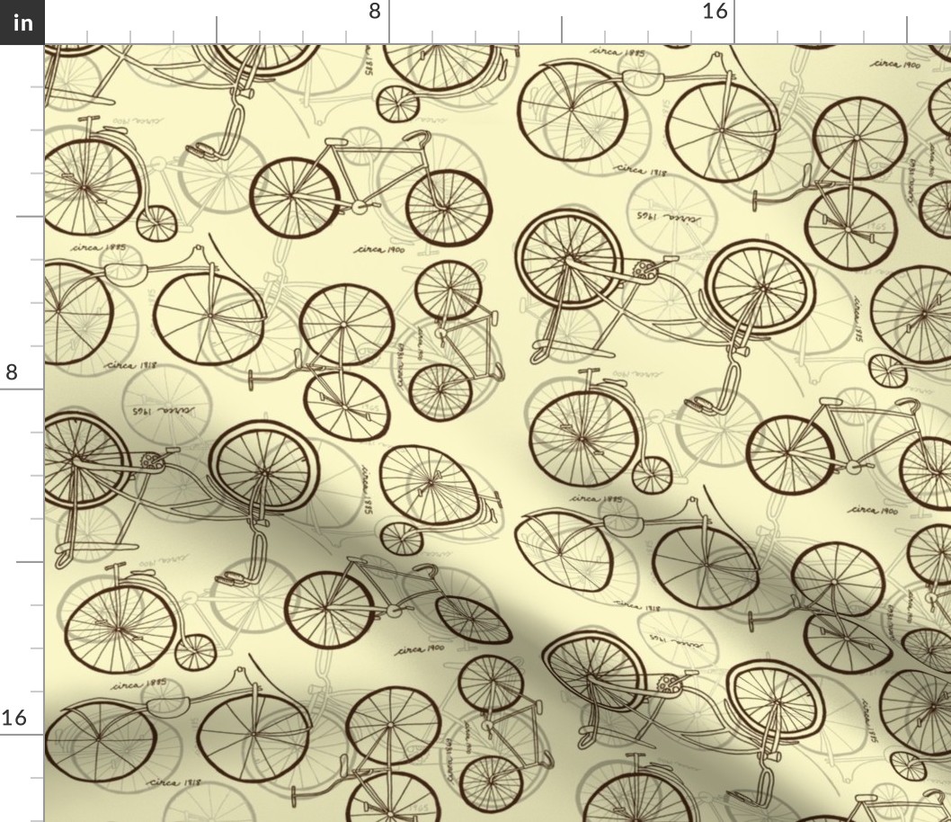 Vintage Bicycles Sepia Sketches