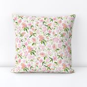 Bloomings - pink watercolor floral fabric and wallpaper