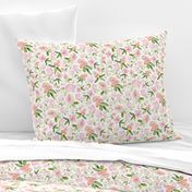 Bloomings - pink watercolor floral fabric and wallpaper
