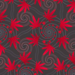 ★ SPIRALING WEED ★ Red & Dark Gray - Medium Scale/ Collection : Cannabis Factory 1 – Marijuana, Ganja, Pot, Hemp and other weeds prints