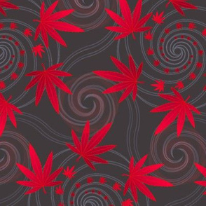 ★ SPIRALING WEED ★ Red & Dark Gray - Large Scale/ Collection : Cannabis Factory 1 – Marijuana, Ganja, Pot, Hemp and other weeds prints