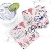 Biking for Ice Cream - Small - Pink, Navy, Blue, Blush