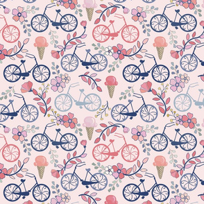 Biking for Ice Cream - Small - Pink, Navy, Blue, Blush