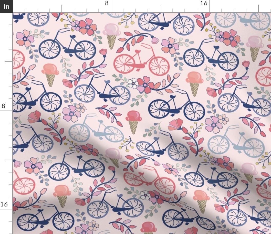 Biking for Ice Cream - Small - Pink, Navy, Blue, Blush