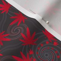 ★ SPIRALING WEED ★ Red & Dark Gray - Small Scale/ Collection : Cannabis Factory 1 – Marijuana, Ganja, Pot, Hemp and other weeds prints