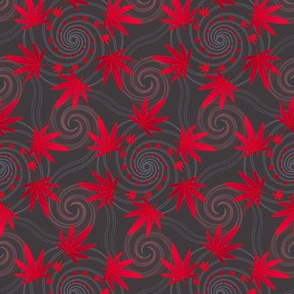 ★ SPIRALING WEED ★ Red & Dark Gray - Small Scale/ Collection : Cannabis Factory 1 – Marijuana, Ganja, Pot, Hemp and other weeds prints