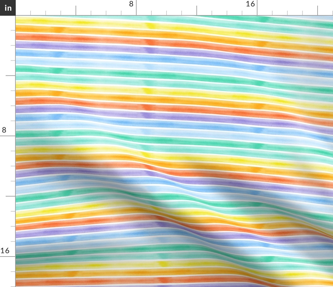 watercolor stripes - rainbow - v2