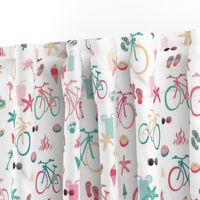 retro beach bikes white and pink | medium