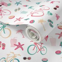 retro beach bikes white and pink | medium