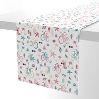 retro beach bikes white and pink | medium