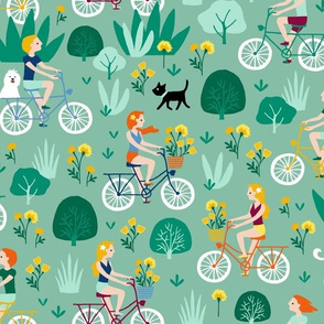 Summer bicycle ride through nature (mint)
