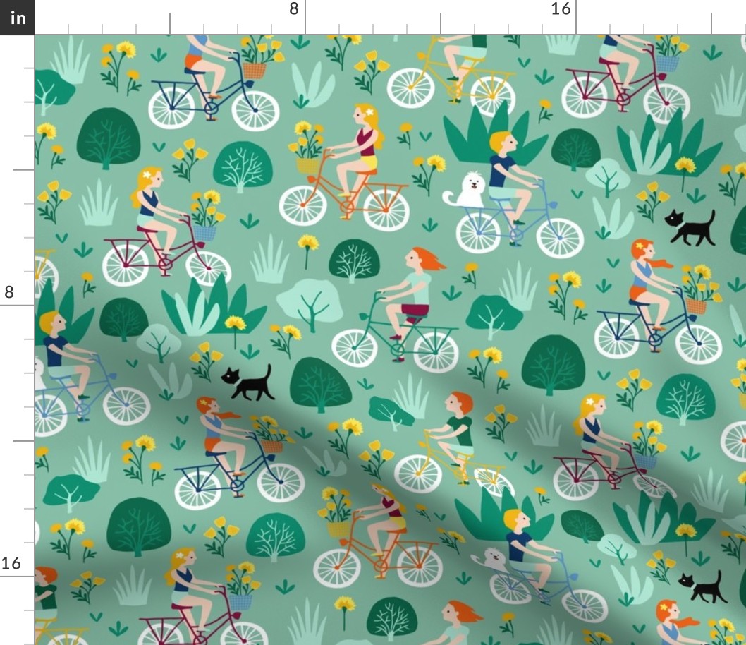 Summer bicycle ride through nature (mint)