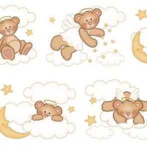 Angel Bear Moon Star Cloud Nursery Girl