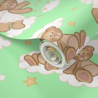 Angel Bear Moon Star Cloud Nursery Mint Green 