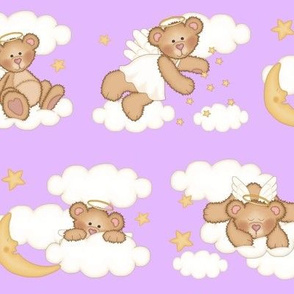 Angel Bear Moon Star Cloud Nursery Purple 