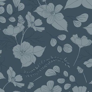 Cosmos Flowers | navy | Small
