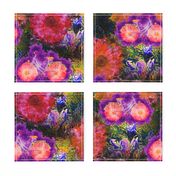 FLOWERS BICYCLE orange purple  raspberry pink