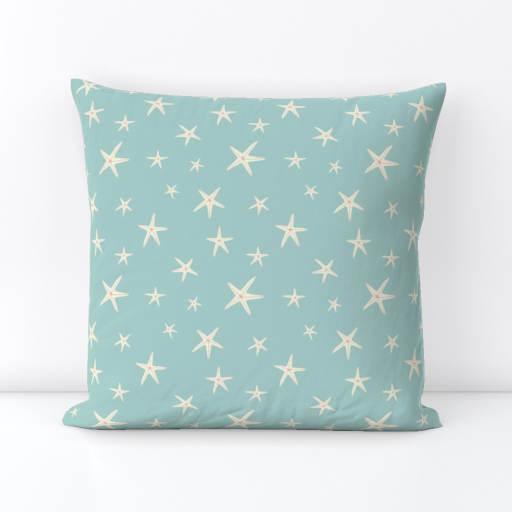 White Starfish on Sea Foam Green