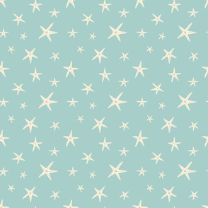 White Starfish on Sea Foam Green