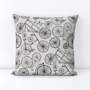 Monochrome Vintage Bicycles On Soft Grey - Big