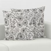 Monochrome Vintage Bicycles On Soft Grey - Big