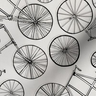 Monochrome Vintage Bicycles On Soft Grey - Big